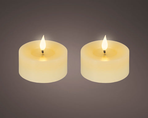LED Realistisches Docht-Teelicht wachs Flacker-Effekt creme warmweiße LED 7.5x6cm