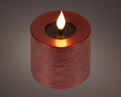 LED Echtwachskerze Flacker-Effekt ochsenblut warmweiße LED 7.5x9.5cm
