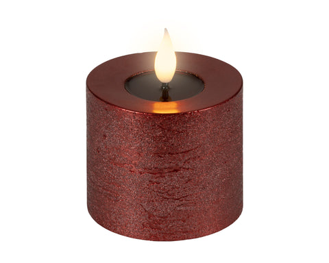LED Echtwachskerze Flacker-Effekt ochsenblut warmweiße LED 7.5x9.5cm