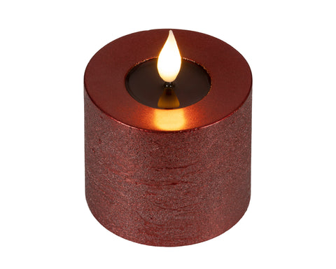 LED Echtwachskerze Flacker-Effekt ochsenblut warmweiße LED 7.5x9.5cm