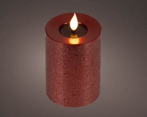 LED Echtwachskerze Flacker-Effekt ochsenblut warmweiße LED 7.5x13.5cm