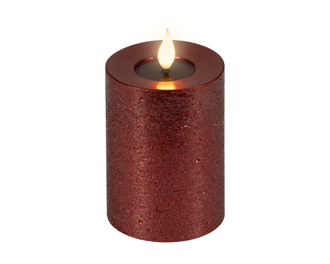 LED Echtwachskerze Flacker-Effekt ochsenblut warmweiße LED 7.5x13.5cm