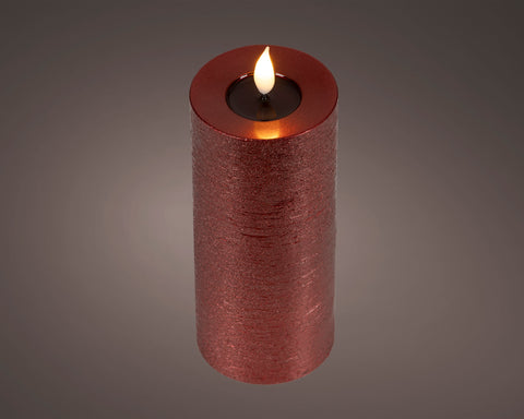 LED Echtwachskerze Flacker-Effekt ochsenblut warmweiße LED 7.5x20cm