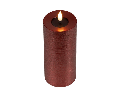 LED Echtwachskerze Flacker-Effekt ochsenblut warmweiße LED 7.5x20cm