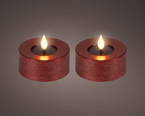 LED Echtwachskerze Flacker-Effekt ochsenblut warmweiße LED 7.5x6cm