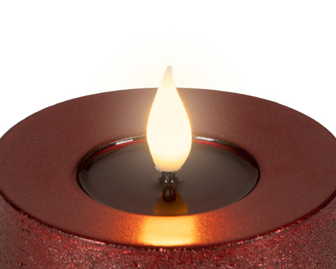 LED Echtwachskerze Flacker-Effekt ochsenblut warmweiße LED 7.5x6cm