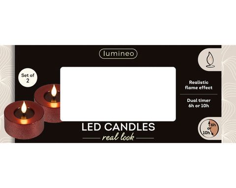 LED Echtwachskerze Flacker-Effekt ochsenblut warmweiße LED 7.5x6cm