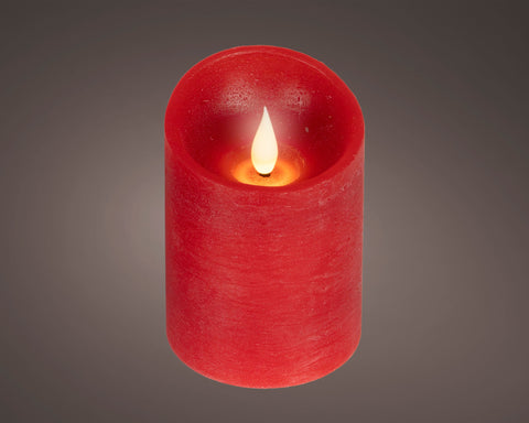 LED Echtwachskerze Flacker-Effekt rot warmweiße LED 7.5x10.5cm
