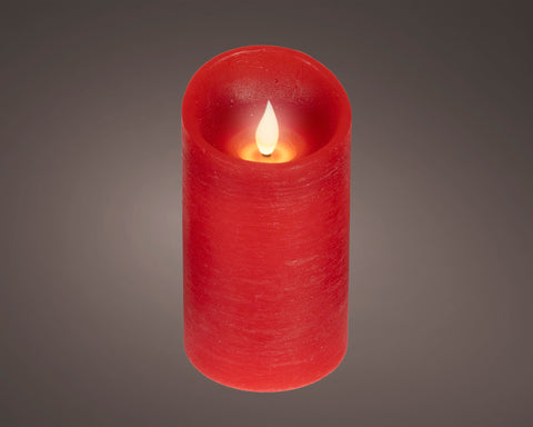 LED Echtwachskerze Flacker-Effekt rot warmweiße LED 7.5x13.5cm