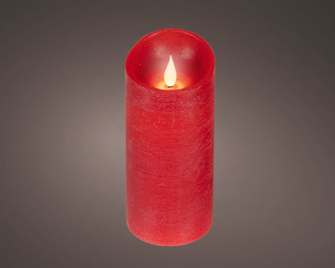 LED Echtwachskerze Flacker-Effekt rot warmweiße LED 7.5x17cm