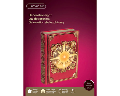 LED Buch rot warmweiße LED 6.5x16.5x22cm