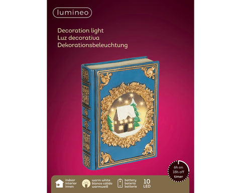 LED Buch blau warmweiße LED 6.5x16.5x22cm