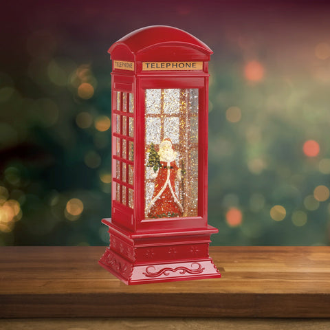 LED Wassersprenkler Telefonzelle rot warmweiße LED 11x11x27cm