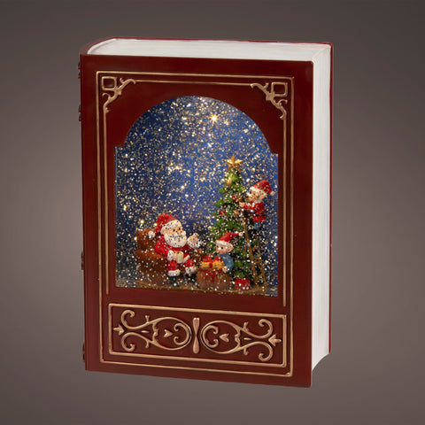 LED Wassersprenkler Buch Santa rot warmweiße LED 7x17x23.5cm
