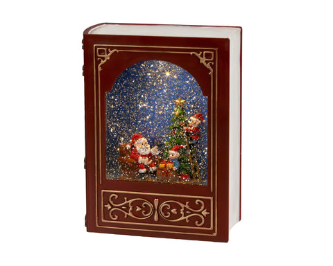 LED Wassersprenkler Buch Santa rot warmweiße LED 7x17x23.5cm