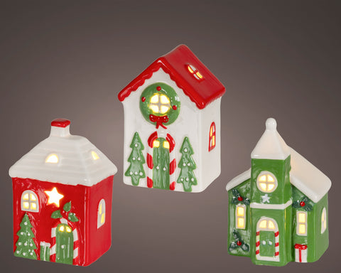 LED Haus Porzellan 7.4x6x12cm