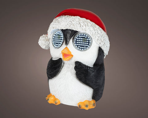 Led pinguin außen kaltweiße led 10x11 5x13 5cm schwarz weiß mit weihnachtsmütze und led-sonnenbrille
