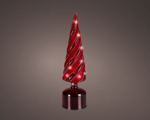 LED rotierender Glasbaum Flash-Effekt rot warmweiße LED 9x33.5cm