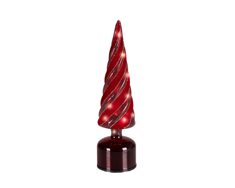 LED rotierender Glasbaum Flash-Effekt rot warmweiße LED 9x33.5cm
