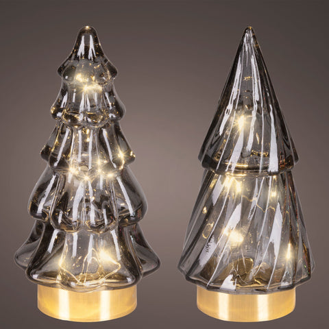 LED Baum Glas rauchgrau warmweiß 6x12.8cm