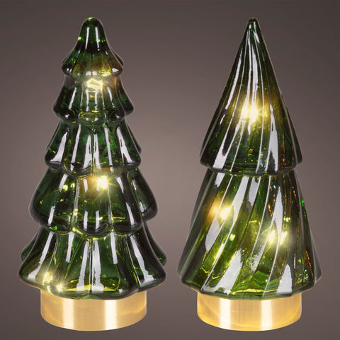 LED Baum Glas grün warmweiße LED 6x12.8cm