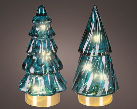 LED Baum Glas emerald warmweiße LED 6x12.8cm