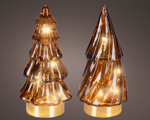 LED Baum Glas braun warmweiß 6x12.8cm
