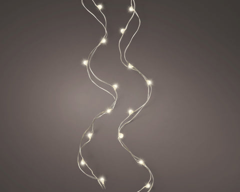 LED Mikro-Lichterkette silber 60 warmweiße LED 295cm