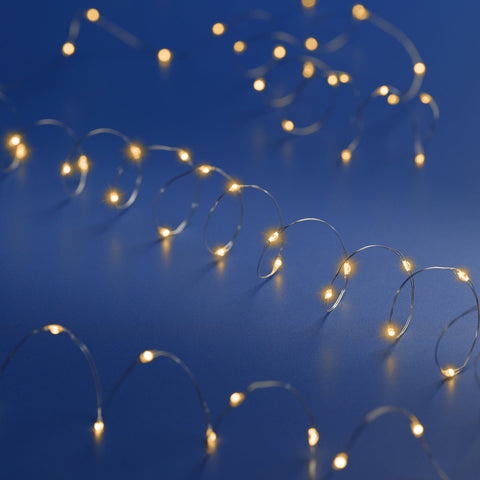 LED Mikro-Lichterkette silber 20 klassischwarme LED 95cm