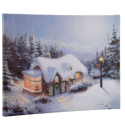 LED Bild Schneelandschaft klein warmweiße LED 1.5x38x28cm