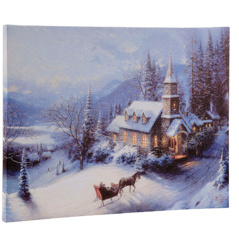 LED Bild Schneelandschaft klein warmweiße LED 1.5x38x28cm