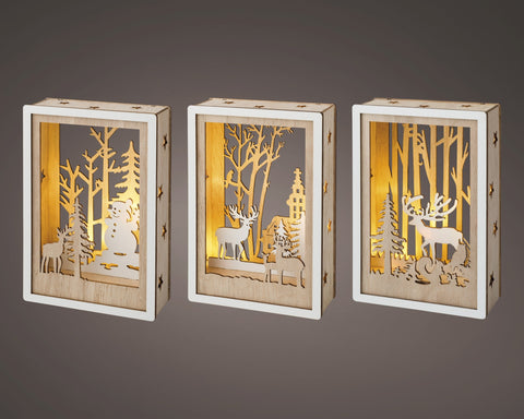 LED Szene Holz natur warmweiße LED 4x10x15cm