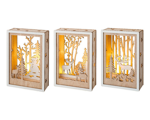 LED Szene Holz natur warmweiße LED 4x10x15cm