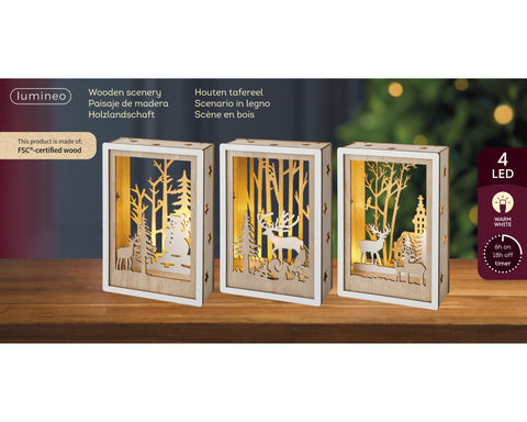 LED Szene Holz natur warmweiße LED 4x10x15cm