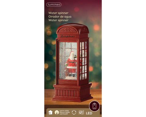 Wassersprenkler Telefonzelle rot warmweiße LED 11x11x25cm