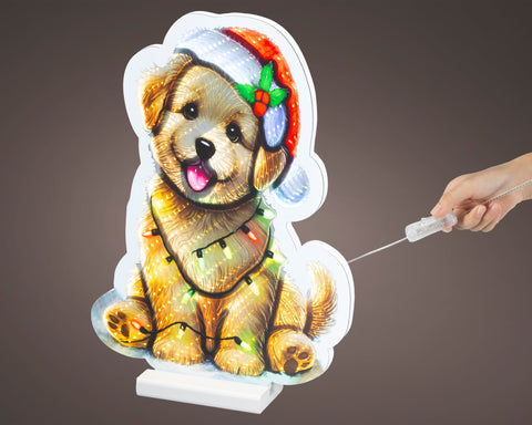 LED Infinity Hund klein bunt 1.3x26x36cm