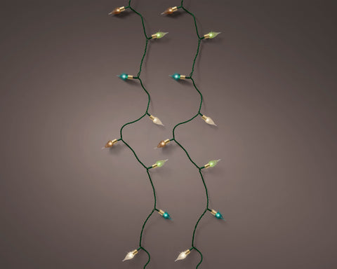 Led vintage lichterkette mit 180 bunten leds in blau, weiß und gold und grünem kabel für außenbereiche
