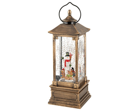 LED Wassersprenkler Schneemann gold warmweiße LED 10.5x10.5x28.5cm