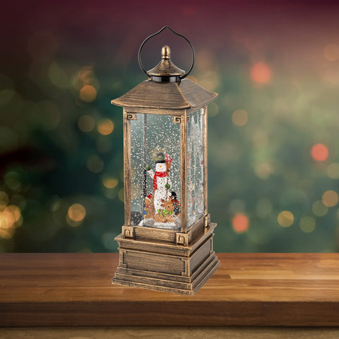 LED Wassersprenkler Schneemann gold warmweiße LED 10.5x10.5x28.5cm