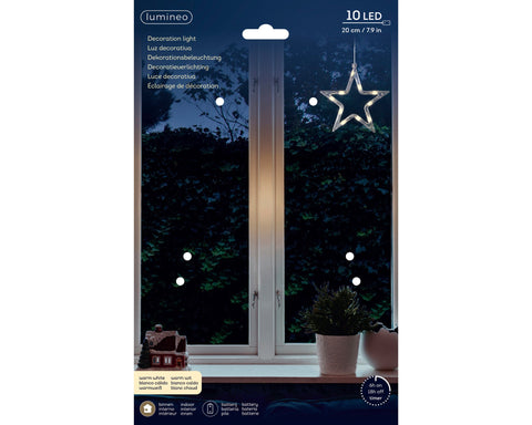 LED Fensterbeleuchtung Stern transparent warmweiße LED 17x1cm
