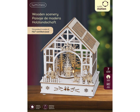 LED Szene Holz Baum Bewegung natur warmweiße LED 15x18x23.8cm