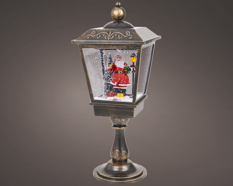 LED Tischlaterne Schneefallfunktion antique brass kaltweiße LED 27x27x70cm