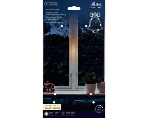 LED Fensterbeleuchtung Glocke transparent warmweiße LED 1x13.5x17.5cm