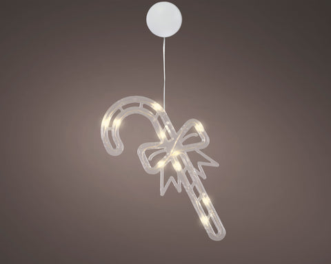 LED Fensterbeleuchtung Zuckerstange transparent warmweiße LED 1x12.5x22cm