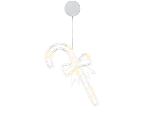 LED Fensterbeleuchtung Zuckerstange transparent warmweiße LED 1x12.5x22cm