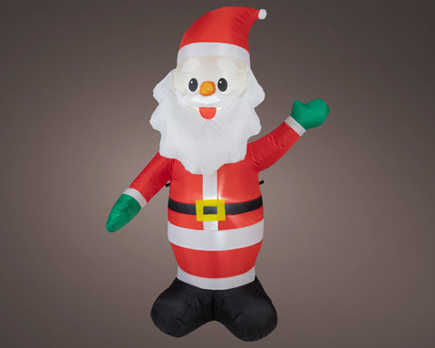 Led aufblasbarer santa mit kaltweißer led beleuchtung rot weiß gestreifter anzug grüne handschuhe schwarze stiefel