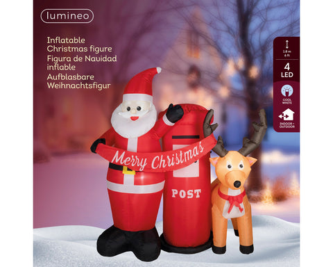 LED aufblasbare Santa am Briefkasten kaltweiße LED 95x150x180cm