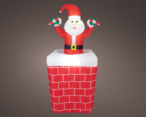 LED aufblasbarer Santa aus Kamin kaltweiße LED 70x70x150cm