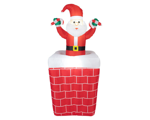 LED aufblasbarer Santa aus Kamin kaltweiße LED 70x70x150cm