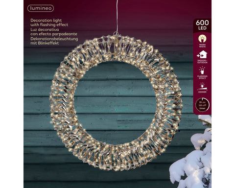 LED Kranz Outdoor gold warmweiße LED 50x8cm